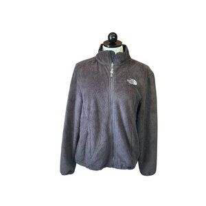 The North Face Chocolate Brown Fleece Women's Sz M Full Zip Pockets Logo Jacket